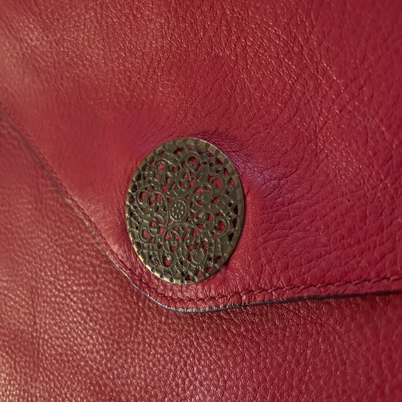 Gap Leather Envelope Style Clutch Deep Red - Picture 4 of 9